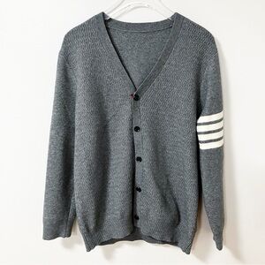Misc | Gray Button Up Stripe Cardigan L Academia Oxford Preppy Quiet Luxury
